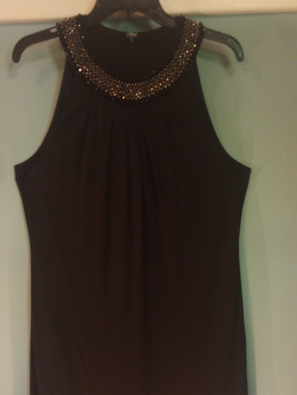 Tahari Black Sleeveless Dress With Bling neckline - Picture 4 of 7